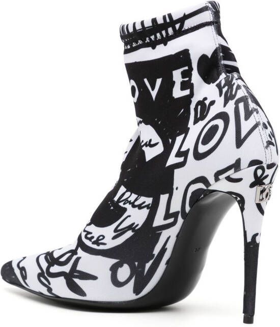 Dolce & Gabbana logo-print stiletto boots White