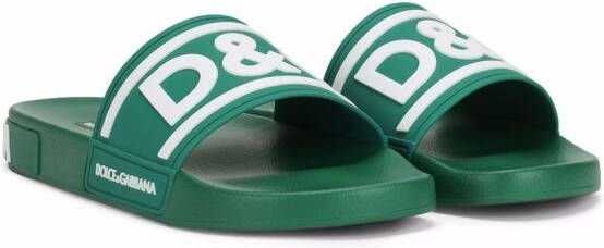 Dolce & Gabbana logo-strap slides Green