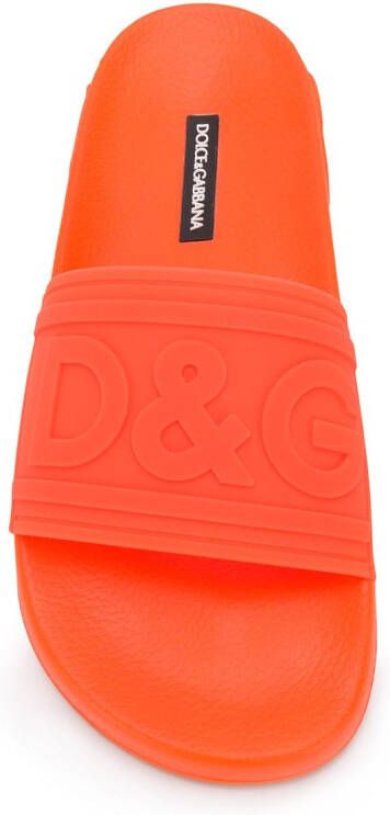 Dolce & Gabbana logo strap slides Orange