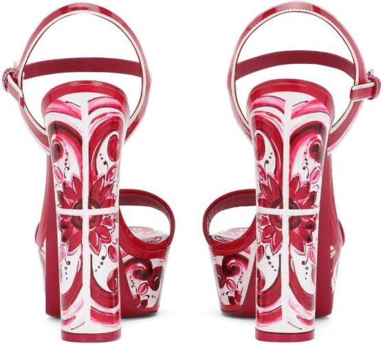 Dolce & Gabbana Maiolica-print platform sandals Red