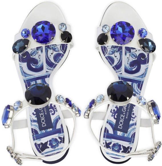 Dolce & Gabbana embellished patent leather sandals Blue