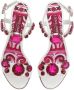 Dolce & Gabbana Majolica-print crystal-embellished sandals White - Thumbnail 4