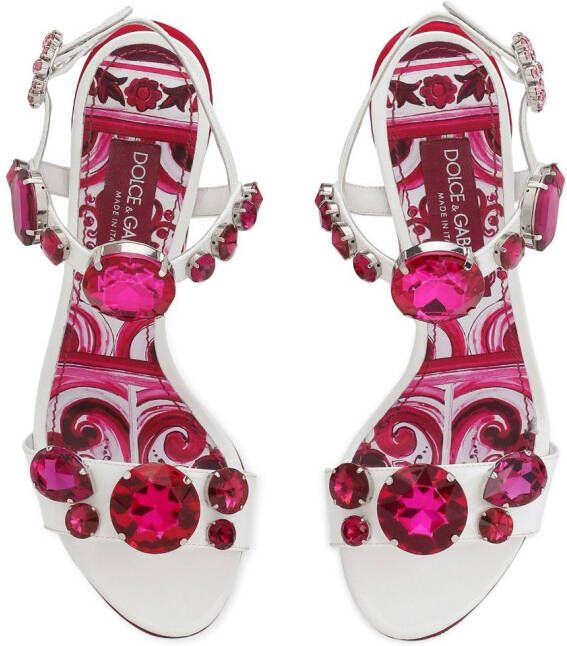 Dolce & Gabbana Majolica-print embellished sandals White