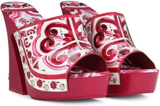 Dolce & Gabbana Majolica-print mules Pink
