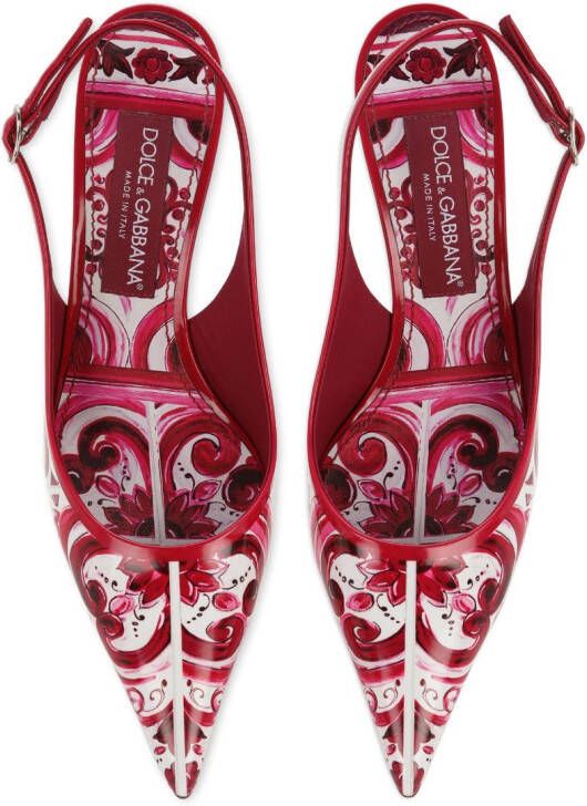 Dolce & Gabbana Majolica-print slingback pumps Pink