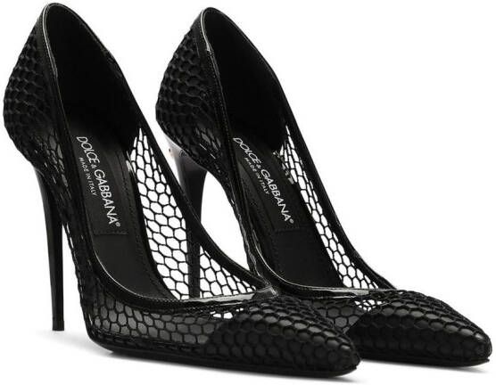 Dolce & Gabbana 105mm patent leather mesh pumps Black