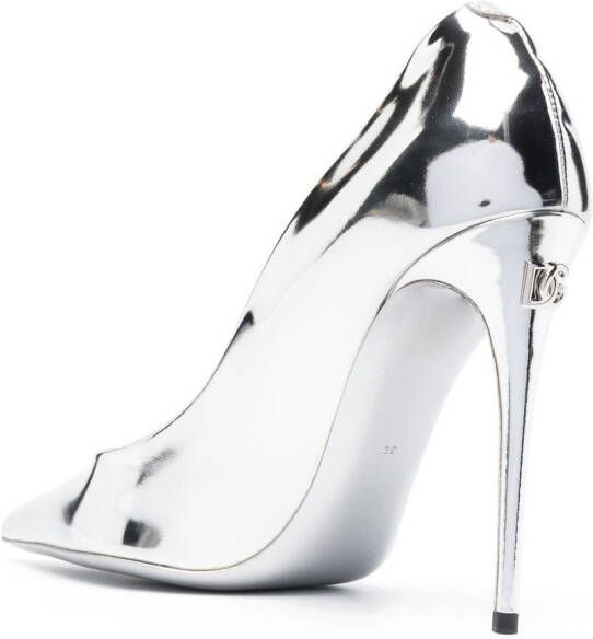 Dolce & Gabbana 110mm metallic-finish pumps Grey