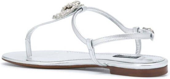 Dolce & Gabbana Devotion leather thong sandals Silver