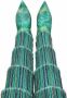 Dolce & Gabbana metallic-threading fringed knee-high boots Green - Thumbnail 4