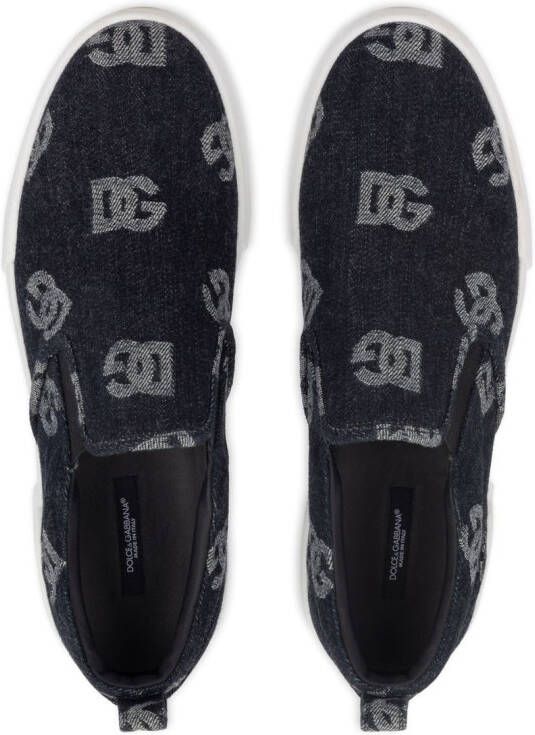 Dolce & Gabbana monogram jacquard slip-on sneakers Blue