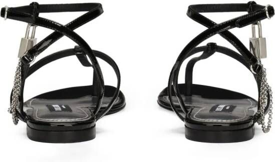 Dolce & Gabbana padlock patent-leather flat sandals Black