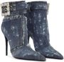 Dolce & Gabbana embellished patchwork-denim ankle boots Blue - Thumbnail 2