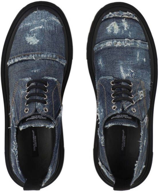 Dolce & Gabbana patchwork-detail lace-up loafers Blue