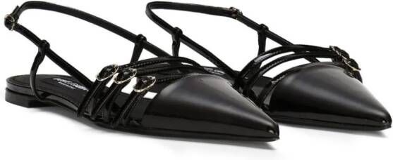 Dolce & Gabbana patent-finish leather ballerina shoes Black