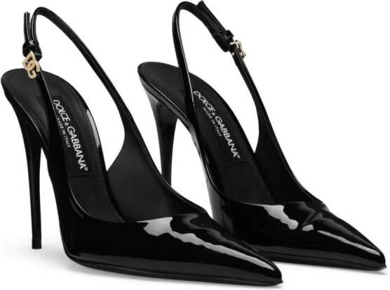 Dolce & Gabbana patent-leather slingback pumps Black