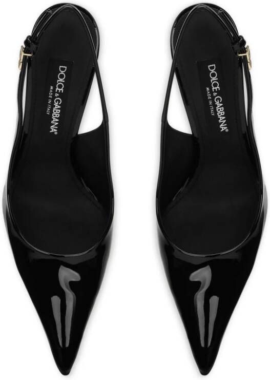Dolce & Gabbana patent-leather slingback pumps Black