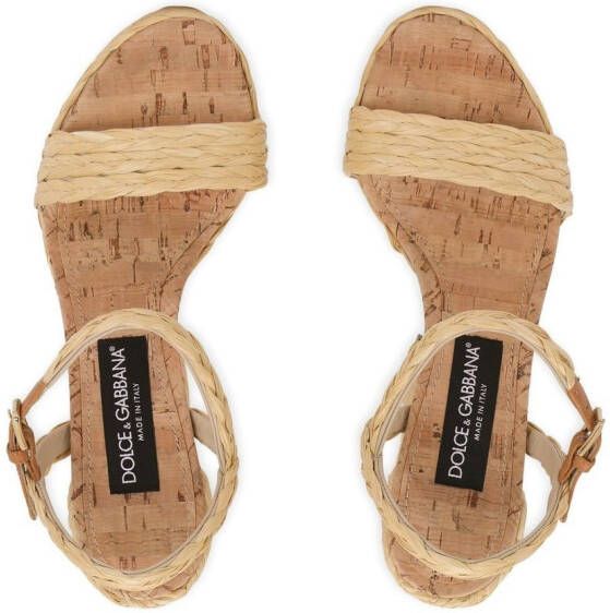 Dolce & Gabbana 145mm raffia platform sandals Neutrals