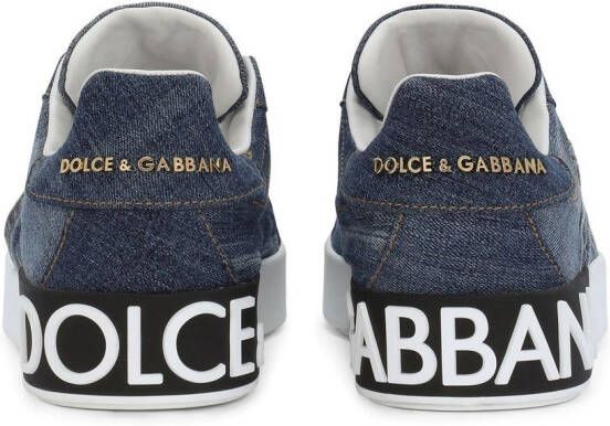 Dolce & Gabbana Portofino logo-tag leather sneakers Blue