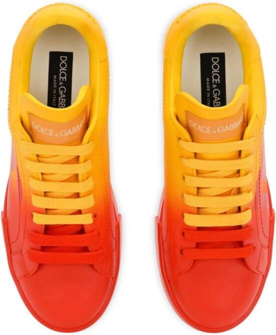 Dolce & Gabbana Portofino gradient leather sneakers Orange