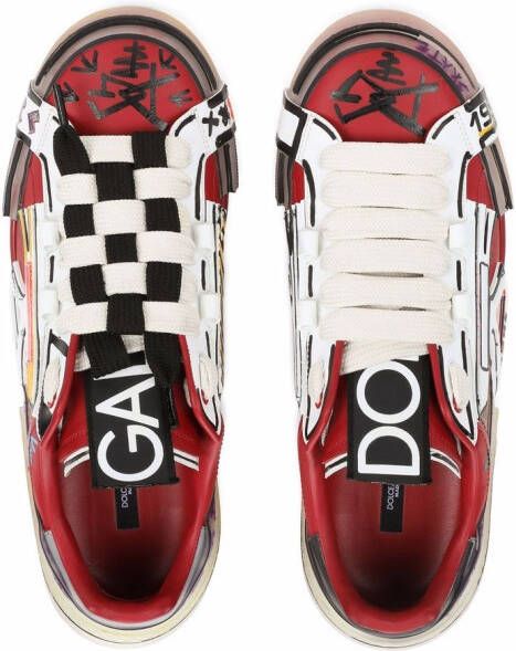 Dolce & Gabbana Portofino hand-painted sneakers Red