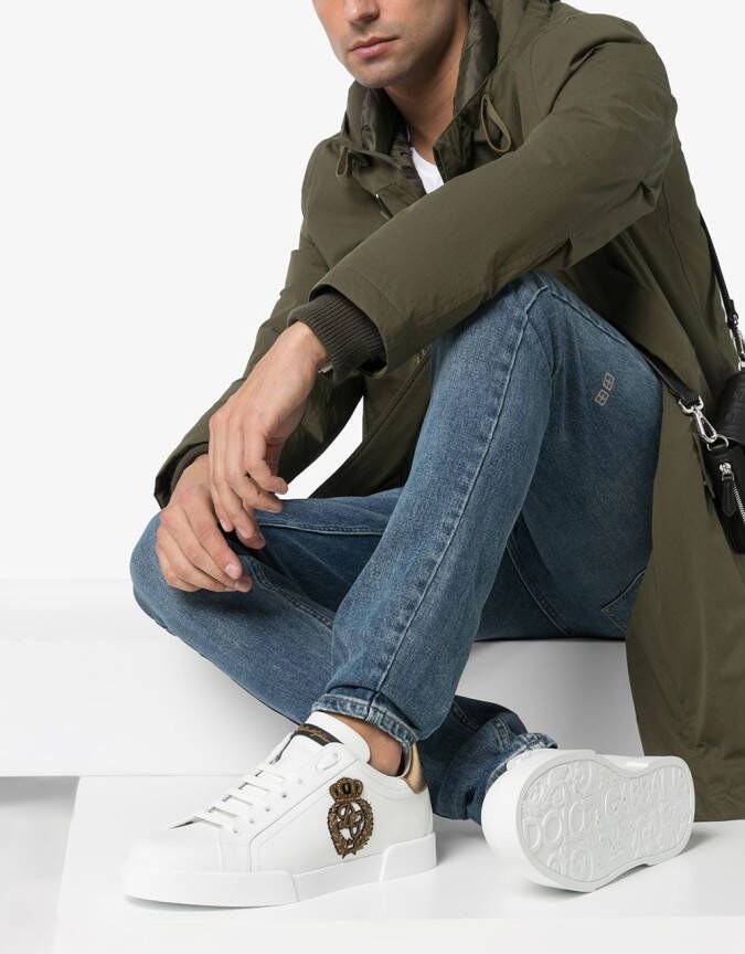 Dolce & Gabbana Portofino crown-patch leather sneakers White