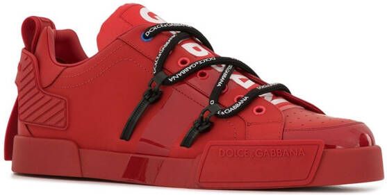 Dolce & Gabbana Portofino leather sneakers Red
