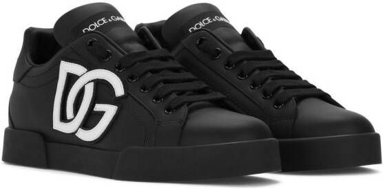 Dolce & Gabbana Portofino logo-tag leather sneakers Black