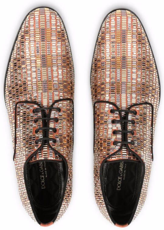 Dolce & Gabbana rhinestone-embellished derby shoes Orange