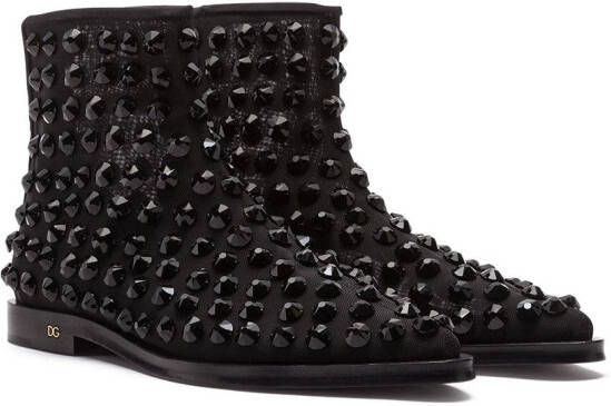 Dolce & Gabbana rhinestone-embellished ankle boots Black