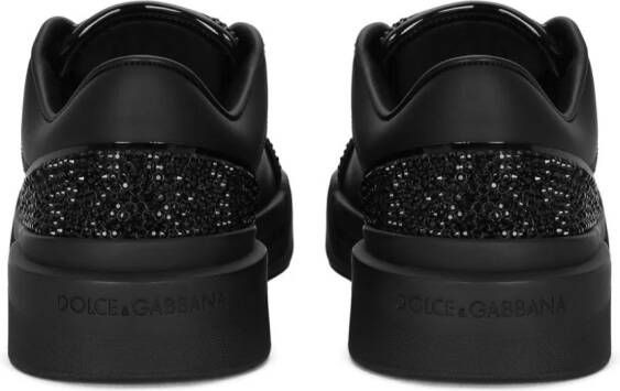 Dolce & Gabbana rhinestone-embellished leather sneakers Black