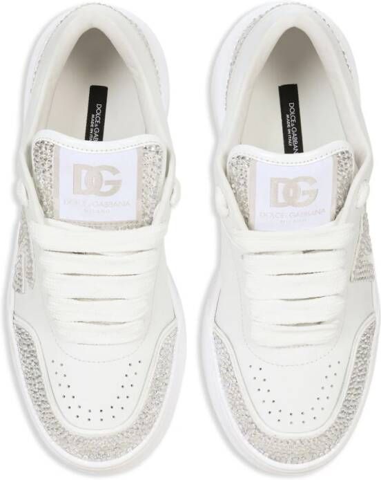 Dolce & Gabbana rhinestone-embellished leather sneakers White