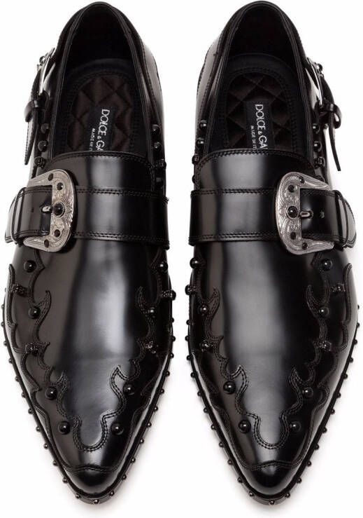 Dolce & Gabbana rhinestone-embellished monk shoes Black