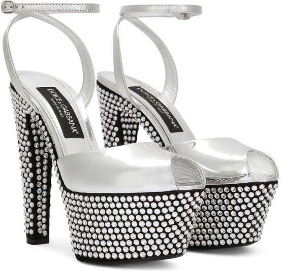 Dolce & Gabbana 150mm rhinestone-embellished platform sandals Silver