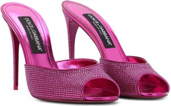 Dolce & Gabbana rhinestone-embellished satin mules Pink