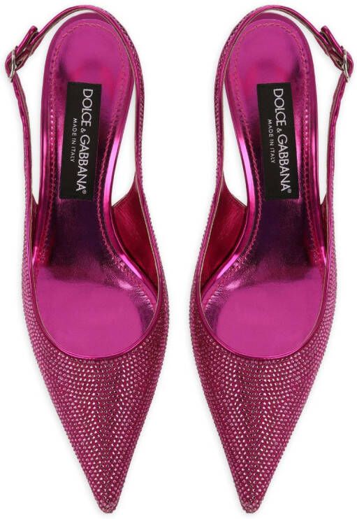 Dolce & Gabbana rhinestone-embellished slingback pumps Pink