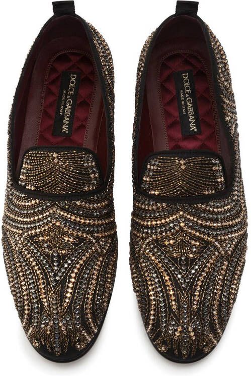 Dolce & Gabbana embroidered canvas slippers Black