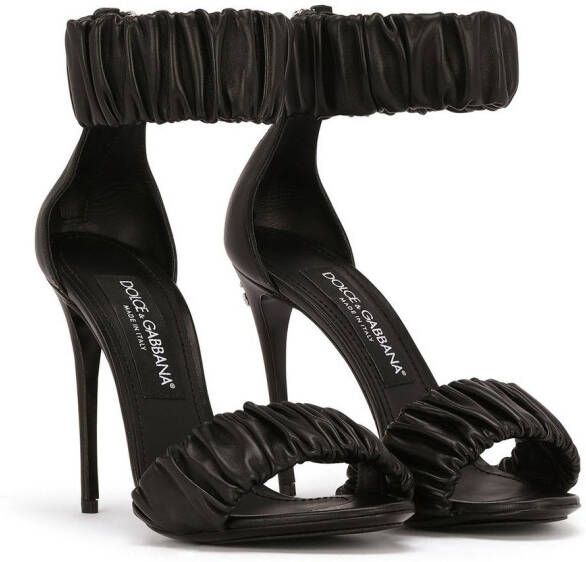 Dolce & Gabbana ruched-detail leather sandals Black