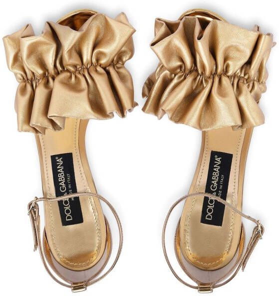 Dolce & Gabbana ruched-detail metallic sandals Neutrals