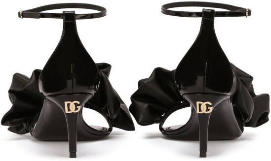 Dolce & Gabbana ruffle-detail calfskin leather sandals Black