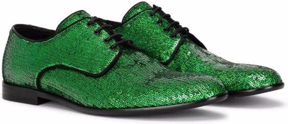 Dolce & Gabbana sequin-embellished lace-up shoes Green