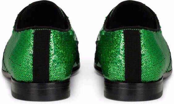Dolce & Gabbana sequin-embellished Derby shoes Green