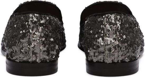 Dolce & Gabbana sequin-embellished leather slippers Black