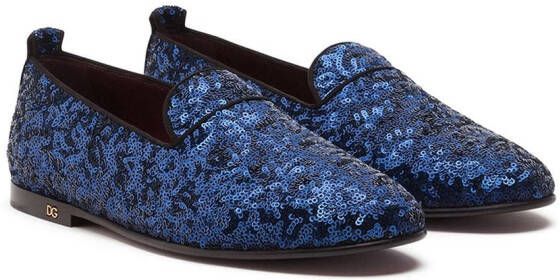 Dolce & Gabbana sequinned flat slippers Blue