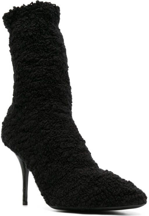 Dolce & Gabbana shearling stiletto heel boots Black