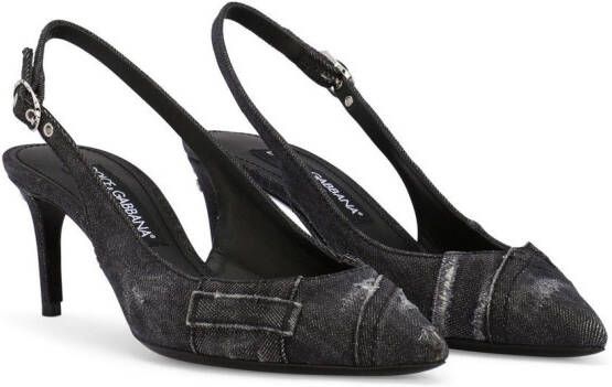 Dolce & Gabbana sling back patchwork pumps Black