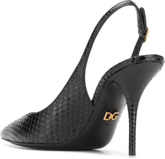 Dolce & Gabbana tiger-print leather slingback pumps Black