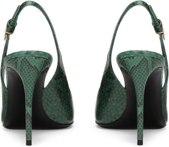 Dolce & Gabbana snakeskin-effect slingback pumps Green