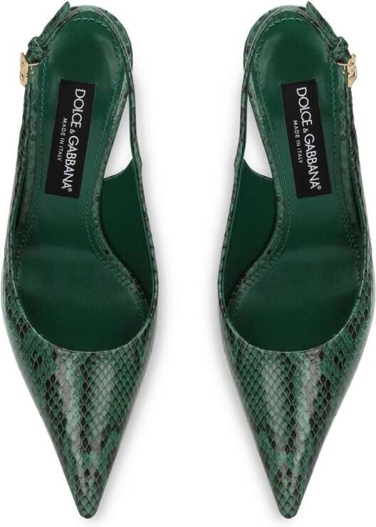 Dolce & Gabbana snakeskin-effect slingback pumps Green