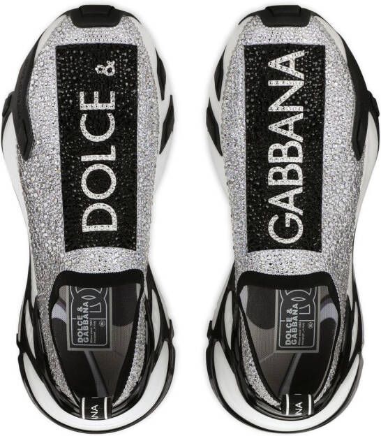 Dolce & Gabbana Fast rhinestone-embellished sneakers Silver