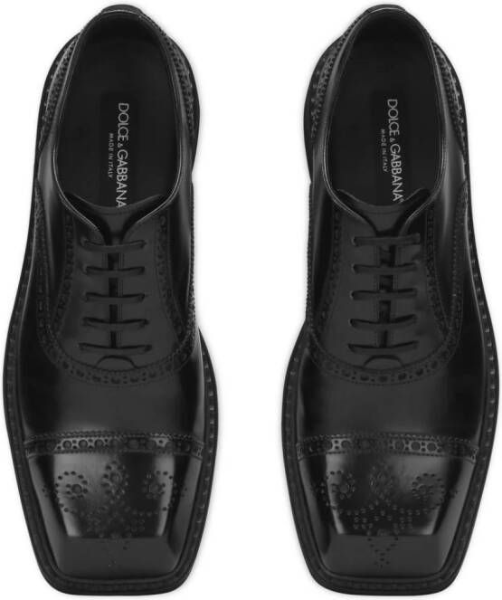 Dolce & Gabbana square-toe leather Derby shoes Black